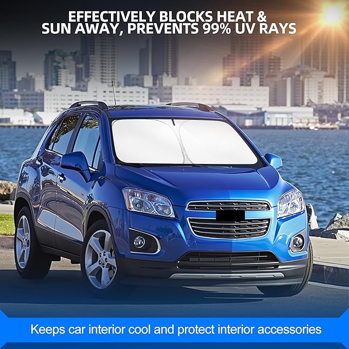 Windshield Sun Shade for Ch-evro-let/Chevy Trax 2013-2023 Foldable Sunshade Custom Fit Front Window Car Interior Accessories Protector Blocks UV Rays