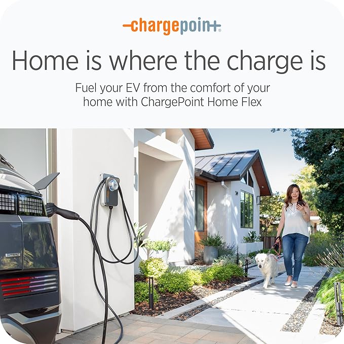 ChargePoint HomeFlex Level 2 EV Charger J1772, NEMA 6-50 Plug for Electric Car - Fast Smart Battery Power Charging at Home for Electric Automobile Vehicles