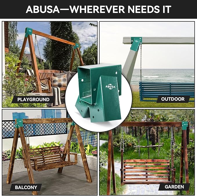 Heavy Duty Swing Sets Brackets Including 2 A-Frame Swing Set Brackets and 4 Swing Hangers for Playground Equipment Mounting Parts Hardware Included (Green)