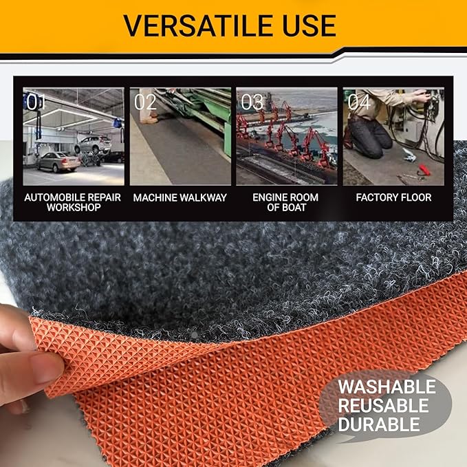 Oil Spill Garage Floor Mat Large, Heavy Duty 98" x 79" 8mm Thick Garage Mat for Floor Under Car, Absorbent Waterproof Non-Slip Rubber Backing Reusable Washable Maintenance Pad for Working, Black