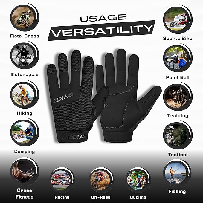 BYKR All-Weather Motorcycle Gloves for Men & Women – Protection for Dirt Bike, BMX, MX, and ATV Riding