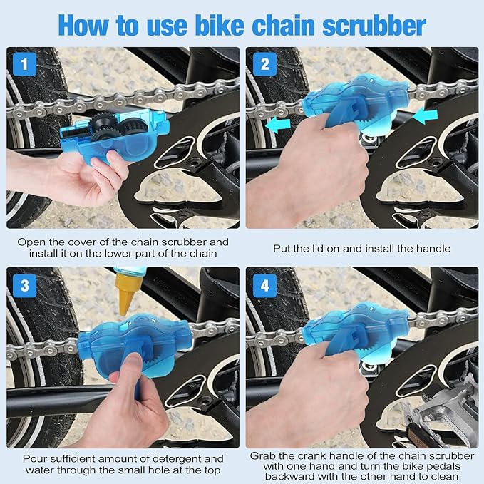 Bike Cleaning Kit Including Bicycle Chain Scrubber, Bike Link Pliers, Bicycle Chain Cleaning Agent, Chain Lube, Cleaner Brush Tool