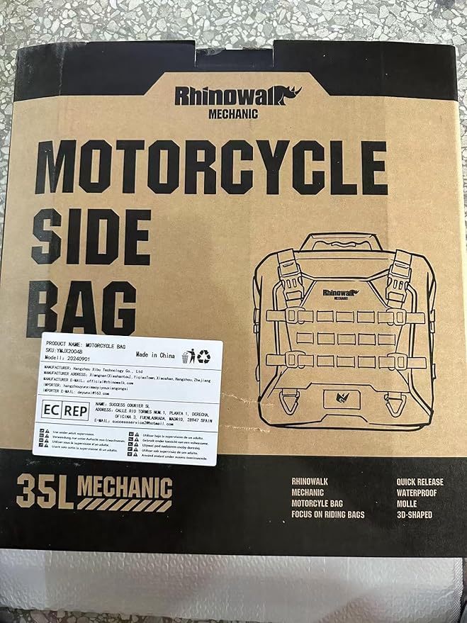 Rhinowalk Motorcycle Saddlebag 35L Waterproof, Quick Release Motorbike Side Bag, Universal Fit Motorcycle Side Bag (1-Piece)