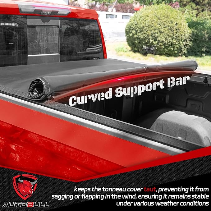 Soft Roll-up tonneau Cover Compatible with 2022-2025 Toyota Tundra 6.5ft Bed, PVC Top Alloy Steel Structure