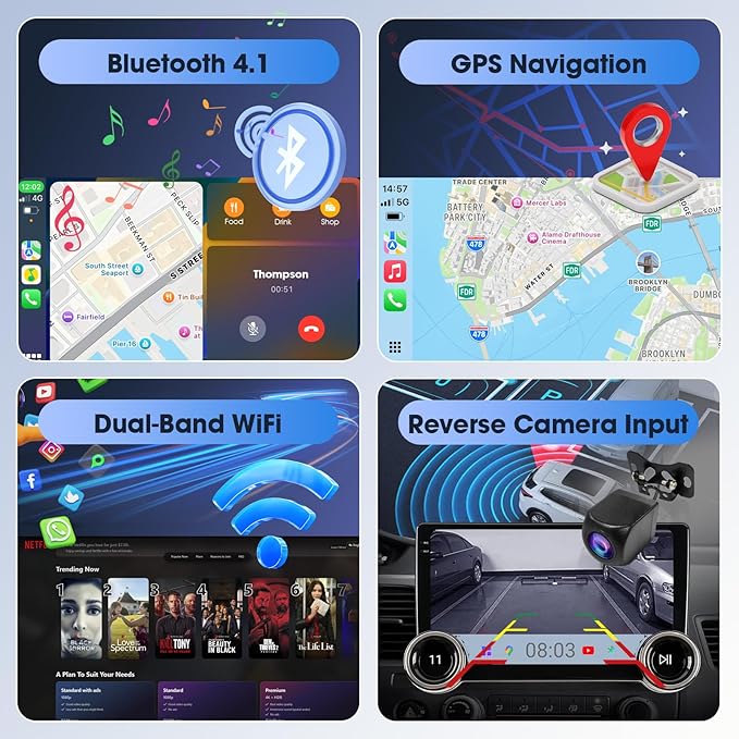 10.1" Wireless CarPlay & Android Auto Car Stereo - 2GB RAM 64GB ROM, DSP Sound, 1080P Backup Camera, Bluetooth 5.0, HD Touchscreen Media Receiver
