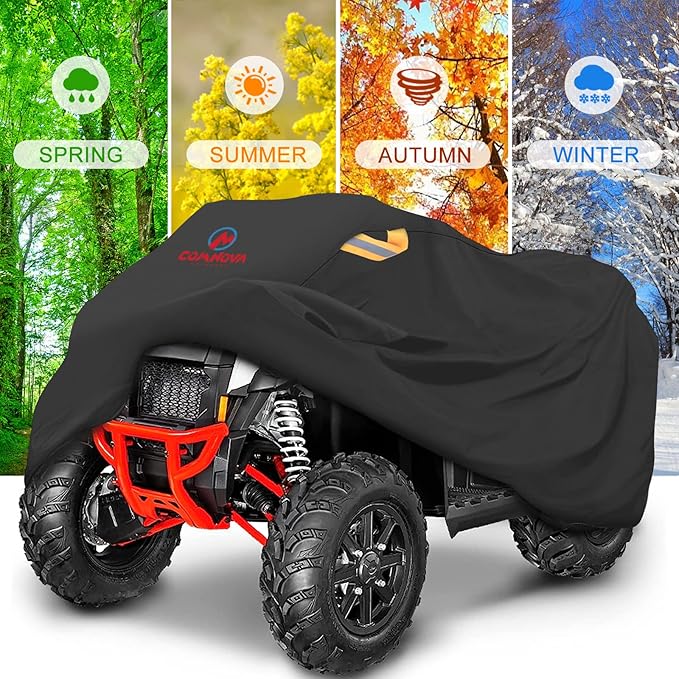 Comnova ATV Cover for 4 Wheelers - 95 Inch ATV Covers 600D Heavy Duty & Waterproof, Outdoor Four Wheeler Quad Cover All Weather Large for Polaris, Kawasaki, Arctic Cat, Honda, Yamaha and More