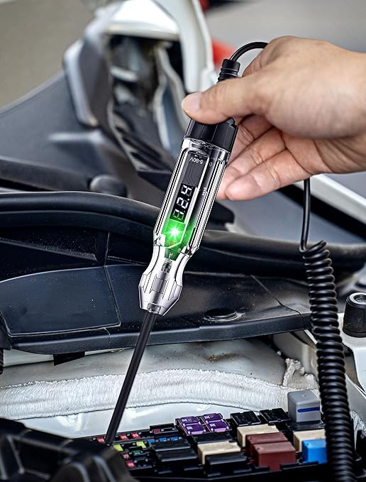 Automotive Test Light, Heavy Duty 5-90V Digital LED Electrical Tester, Circuit Tester with 140 Inch PU Spring Wire, Voltage Tester Pen for Checking Vehicle Car Truck Motorcycle Boat