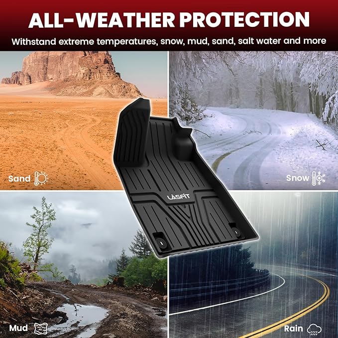 LASFIT Floor Mats & Trunk Mat with Backrest Mat for Honda Pilot 2023-2025, All Weather TPE Floor Liners 1st & 2nd & 3rd Row & Cargo Mat with Backrest Mat Full Set, Black