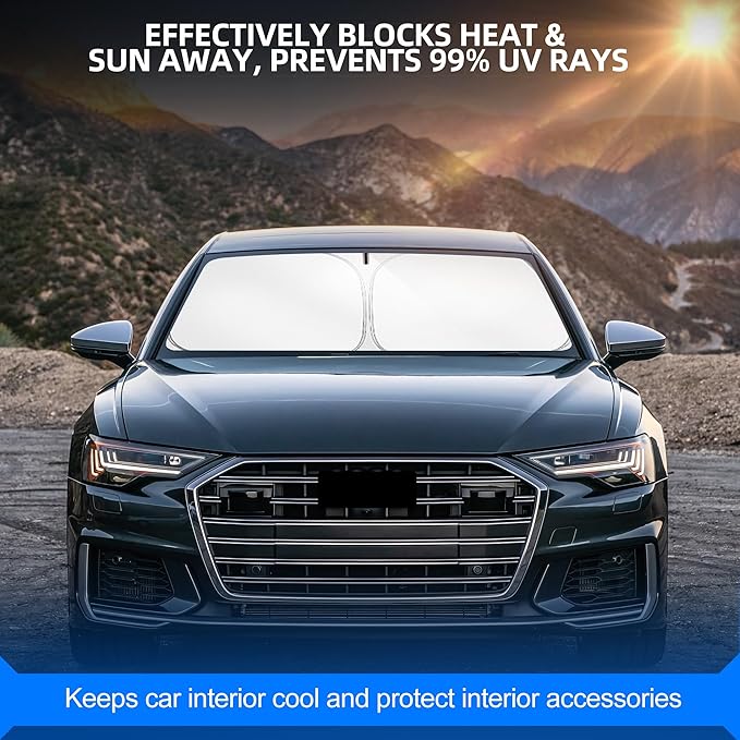Windshield Sun Shade for Audi A6 2019-2025 Foldable Sunshade Custom Fit Front Window Car Interior Accessories Protector Blocks UV Rays