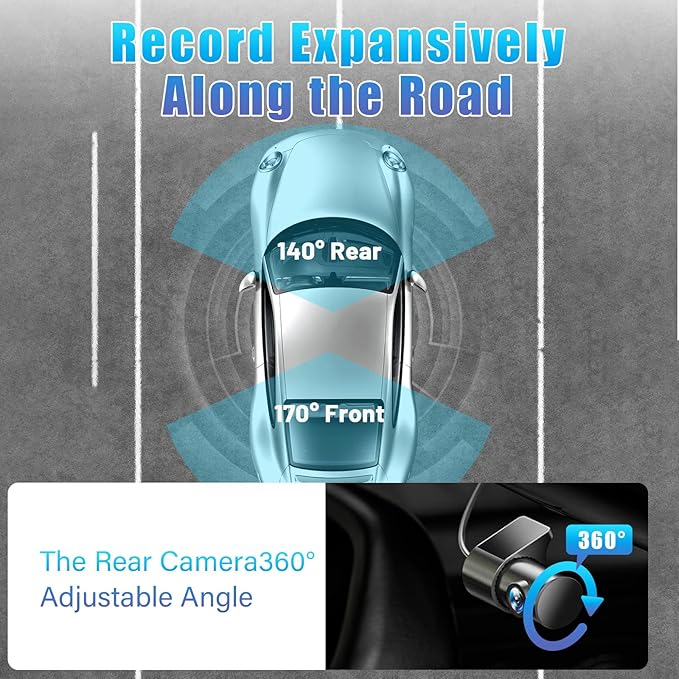 K03 On-Dash Cameras - Front and Rear Dash Cam for Cars, 4K Dual DashCam, Wireless Dash Camera with HDR Night Vision, GPS, Voice Control, Remote Live View - Best Rated Car Camera 2024