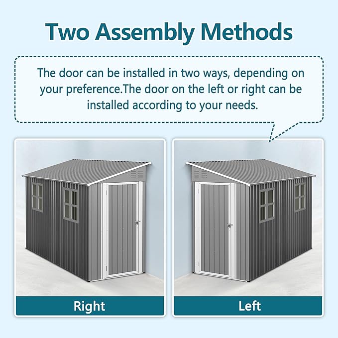 4 x 10 FT Metal Outdoor Storage Shed with Foundation and 2 Windows, Lean to Storage Sheds w/Lockable Door & Air Vents, All Weather Waterproof Garden Tool House for Backyard, Patio, Lawn, Gray