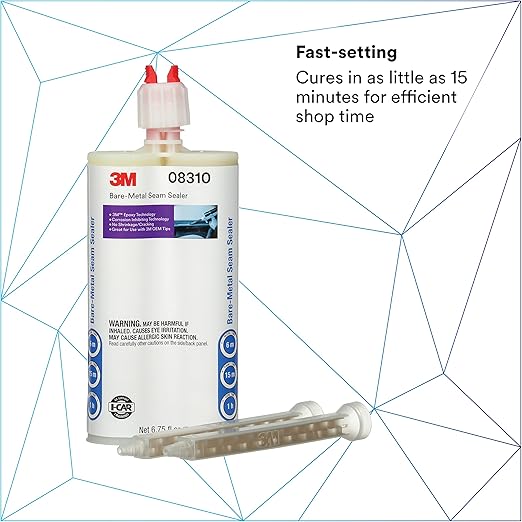 3M Bare - Metal Seam Sealer, 08310, Beige Color, Two-Part, Non-Sagging, Self-Mixing Epoxy, 200 ml/6.75 fl oz Cartridge