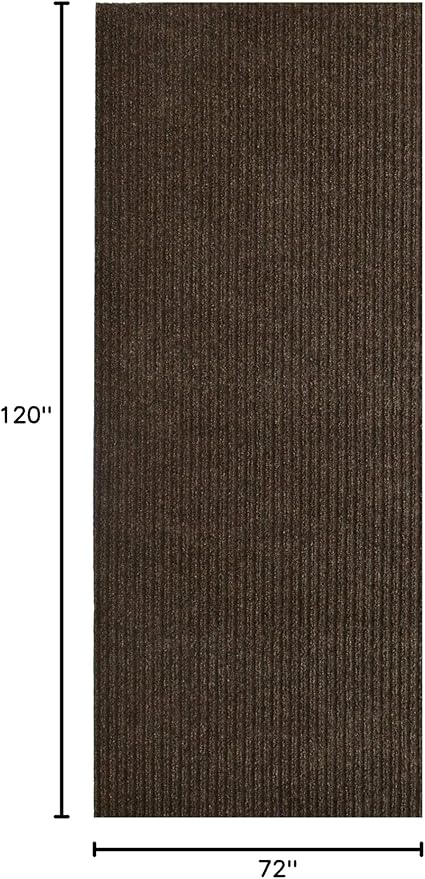 iCustomRug Spartan Weather Warrior Indoor/Outdoor Utility Ribbed Carpet Runner with Non-Slip Thermoplastic Rubber Backing, 6ft X 10ft in Brown