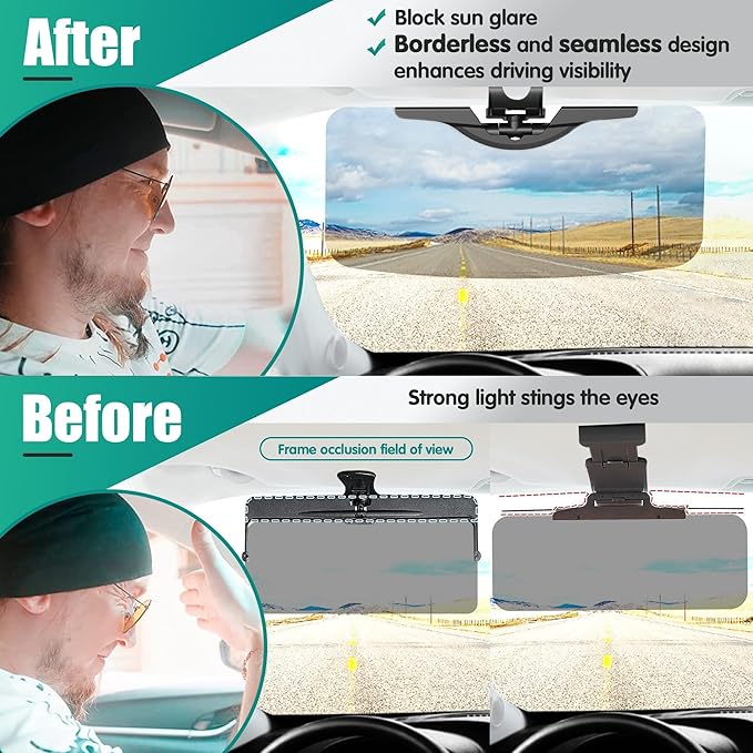 Sun Visor Extender for Car - Universal Adjustable Side Window Sun Blocker, Folding Clip-On Visor Extension, Easy Install & Glare Reduction (Black)
