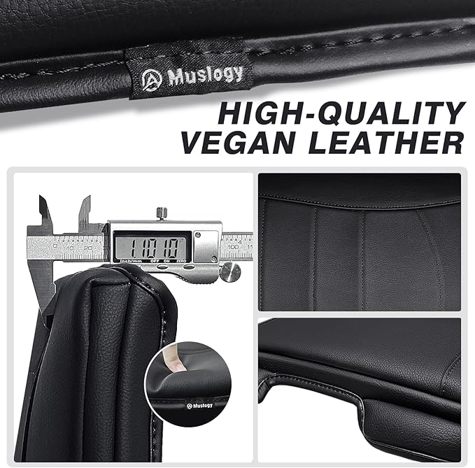 Muslogy Center Console Armrest Cover Compatible with Dodge Ram1500 2013-2018 & ram2500/3500 2013-2025 Comfort Armrest Pad Arm Rest Cushion Vegan Leather Protector 1-Inch Extra Thick(Jump Seat ONLY)
