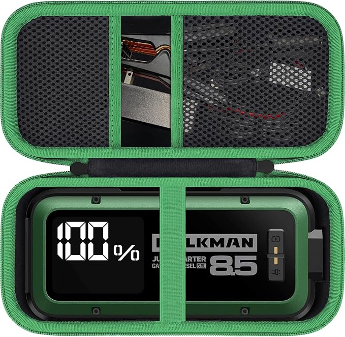 Aenllosi for HULKMAN Alpha85/Alpha85S/Alpha Pro Jump Starter Hard Carrying Case, Black+Green (Case Only)