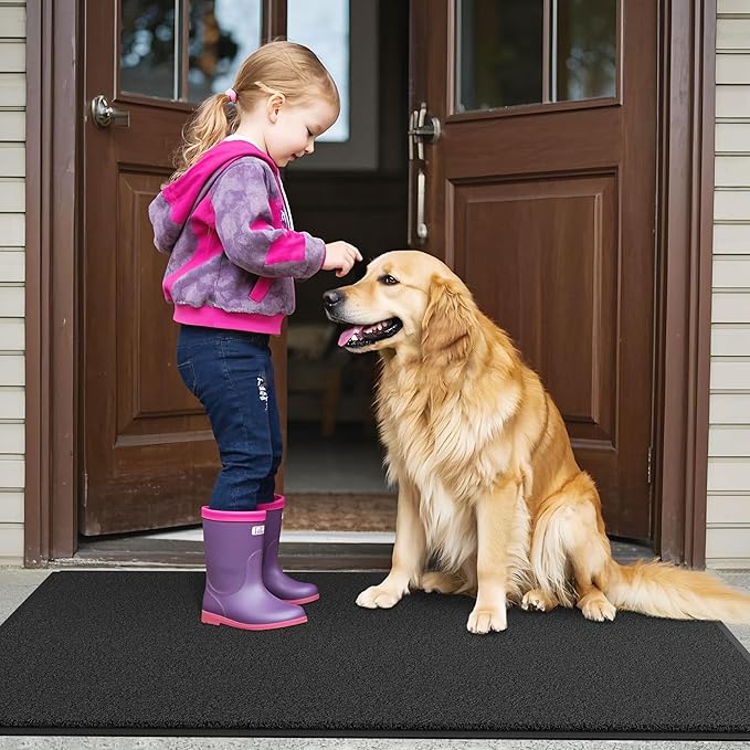 Sturdy Front Door Mat, 72" x 48" Heavy Duty Indoor Outdoor Doormat for Entryway, Fade Resistant, Waterproof Low Profile Entry Mat, Non Slip Welcome Mat for Outside Entrance, Patio, Home
