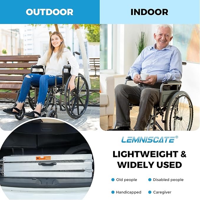 LEMNISCATE 6FT Wheelchair Ramp, 29.2” W Non-Slip Portable Ramps for Wheelchairs for Home Steps, Folding Aluminum Handicap Ramps for Home Entry, Doorways, Shed, Stairs, Curbs, Walkers, Scooter