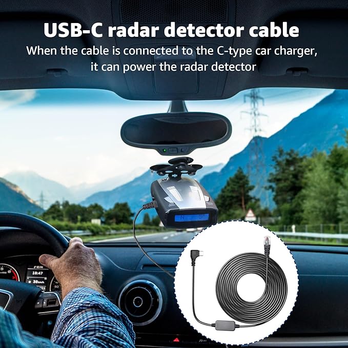 Type-c to RJ11 Radar Detector Power Cable,DC 5V-12V Power Cable Replacement for Uniden, Escort, Radenso XP, Beltronics & Whistler Radar Detectors (13FT Length)