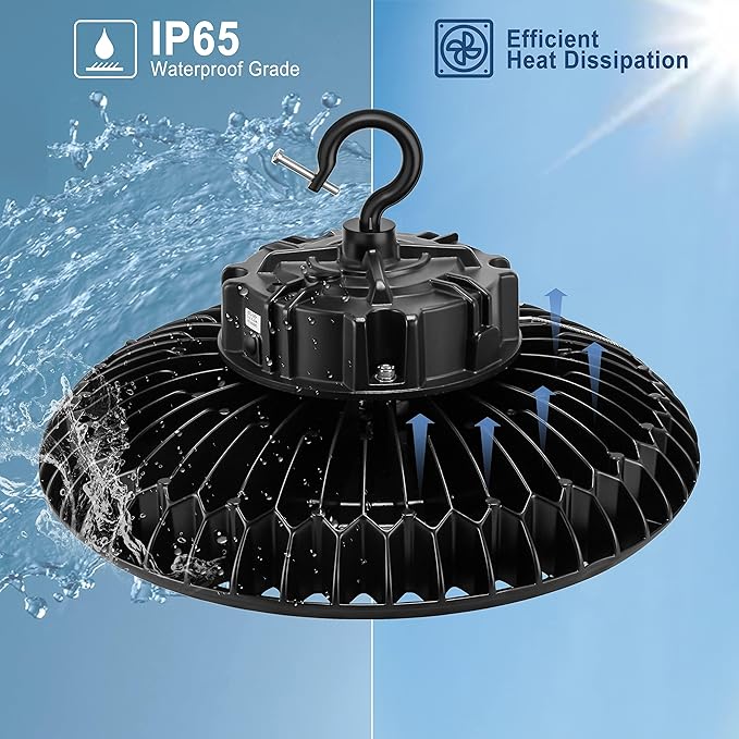 9 Pack 300W LED High Bay Light, UL&DLC Listed 41000LM Dimmable UFO High Bay LED Lights for Warehouse, 5000K Daylight IP65 Waterproof Commercial Bay Lighting 𝐀𝐂𝟏𝟎𝟎-𝟐𝟕𝟕𝐕