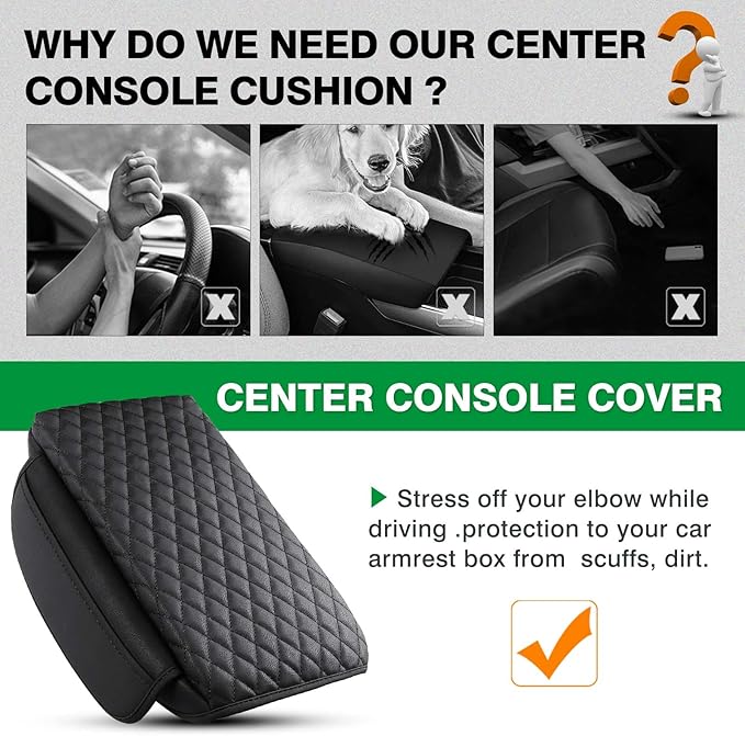 Shademax for Toyota 4Runner Center Console Cover, Armrest Cover for Toyota 4Runner Accessories 2010-2023 2024, Center Console Pad PU Leather Armrest Seat Box Cover Protector with Pockets Storage Bag