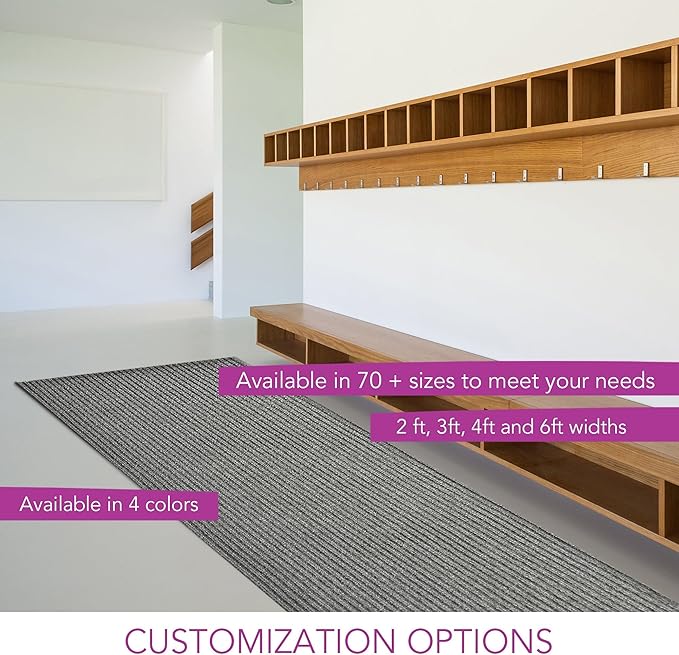 iCustomRug Spartan Weather Warrior Indoor/Outdoor Utility Ribbed Carpet Runner with Non-Slip Thermoplastic Rubber Backing, 3ft X 50ft in Grey