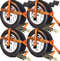 VULCAN Car Tie Down with Snap Hook - Adjustable Loop - 4 Pack - PROSeries - 3,300 Pound Safe Working Load