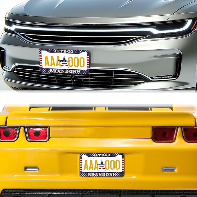 License Plate Frames for Women Multicolor License Plate Covers for Men Lets Go Brandon Universal Aluminum Car Accessory 2 Pack with Screw Covers Set
