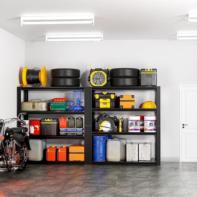 4-Tier Garage Shelving Unit - 40" W x 20" D x 60" H, 2500LBS Metal Industrial Storage Rack, Adjustable Heavy Duty Shelves for Garage (Black)