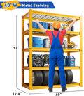 REIBII Storage Shelves 40''W Garage Shelving Heavy Duty Metal Shelving 2000LBS Metal Shelves 5 Tier Industrial Shelf for Pantry Kitchen Basement 72" H x 40''W x 17.8''D Yellow, 2 Pack