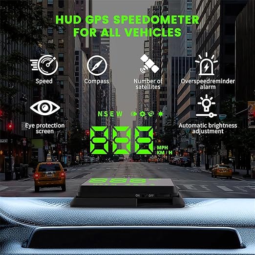 Heads up Display for Cars,Car HUD,Head up Display for Car,Car Speedometer Display,Automatic Brightness Adjustment,Speeding Alert,USB Cable Plug & Play