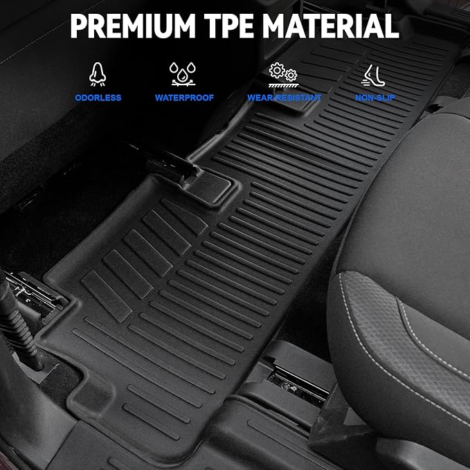 Floor Mats Set for 2022-2025 Nissan Pathfinder 7/8 Seats Accessories, Full Coverage All Weather Floor Mats Cargo Mat with Backrest Protectors - Includes Trunk Lower Mat & Door Sill Guards