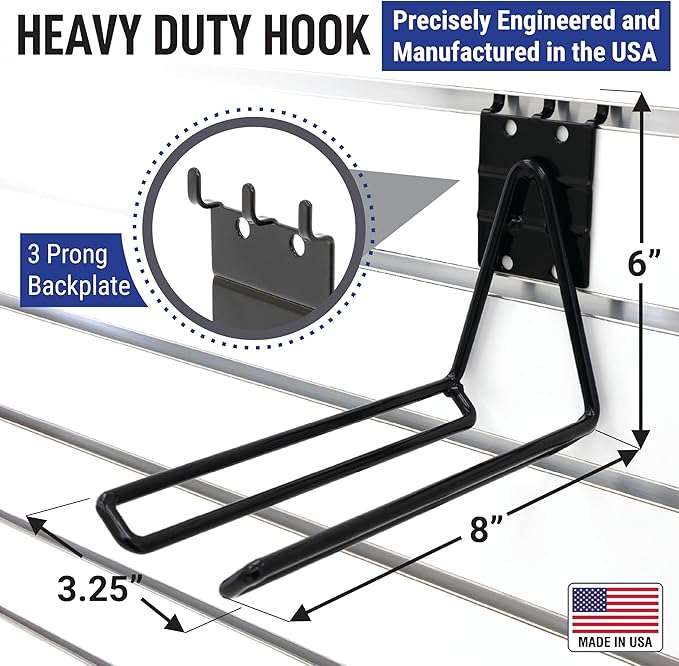 Victory Display Heavy Duty Garage Hooks | for Tools, Ladders, Garden Equipment | Fits Pegboard & Slatwall | Storage Hook for Hanging | Shed Wall Organizer for Tool Rack, Garage Wall Hangers | 3-Pack