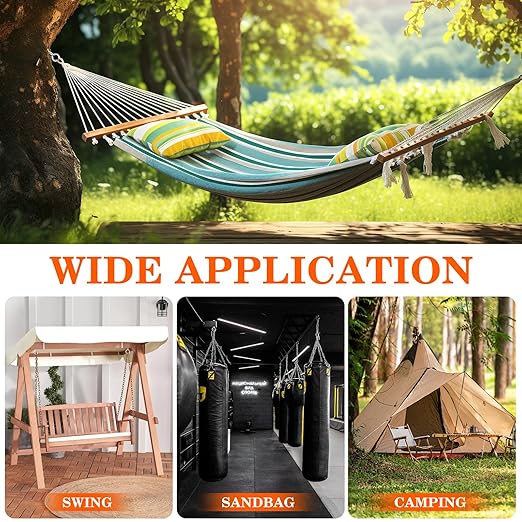 2Pcs Self Tapping Eyelet Screw Eye Bolt，6 Inch Heavy Duty Screw Eyes Hooks ，M10 Wooden Large Screw Eye Hook，Load Capacity 800 Lbs for Hammock ，Yoga，Heavy Indoor Outdoor Uses (2, M10-6 INCH)