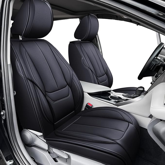OASIS AUTO Custom Fit Seat Covers for 2012-2025 Toyota Camry, Waterproof Faux Leather Seat Protector Cushion Camry Car Accessories (Full Set, Inky)