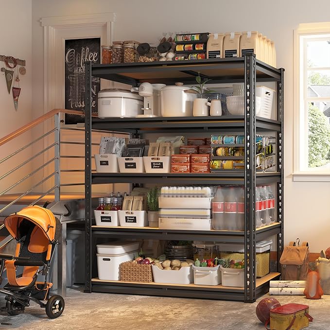 REIBII 2000LBS Garage Shelving Heavy Duty Storage Shelves 72" H Metal Shelving for Garage Shelves Adjustable Metal Shelf for Basement Pantry 35.5" W x 72" H x 15.8" D