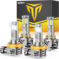 FAHREN H11/H9/H8 9005/HB3 Light Bulbs Combo, 70,000LM 10X Super Brightness, 6500K Cool White 9005 H11 Light, 10+ Years Longer Lifespan, 1:1 Mini Size No Adapter Required Plug and Play, Pack of 4