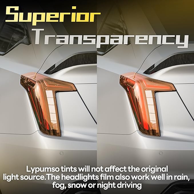 Lypumso 16 x 60 Inches Headlight Taillight Car Tint Vinyl Film, Self Adhesive Fog Lights Sticker Sheet Roll for Car Lights Cover Protection (Orange)