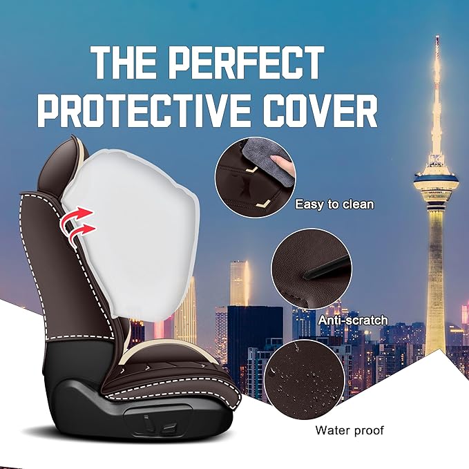 Car Seat Covers for Chrysler Pacifica 2004-2025, Stylish Sport Seat Cover, Premium Nappa Leather Car Seat Cover. Automobile Seat Covers Sets.(Luxury 5 Seats/Coffee Color)