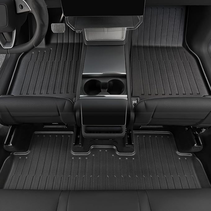 Floor Mats Set for 2025 2026 Tesla Model Y Juniper Accessories, Full Coverage All Weather Floor Mats Cargo Mat with Backrest Protectors