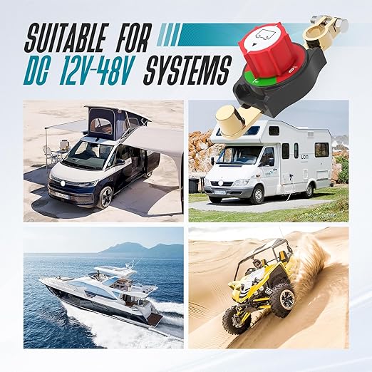 Top Post Battery Disconnect Switch On/Off 275A 12-48V Battery Power Cut Off Switch for Car Vehicle RV and Boat