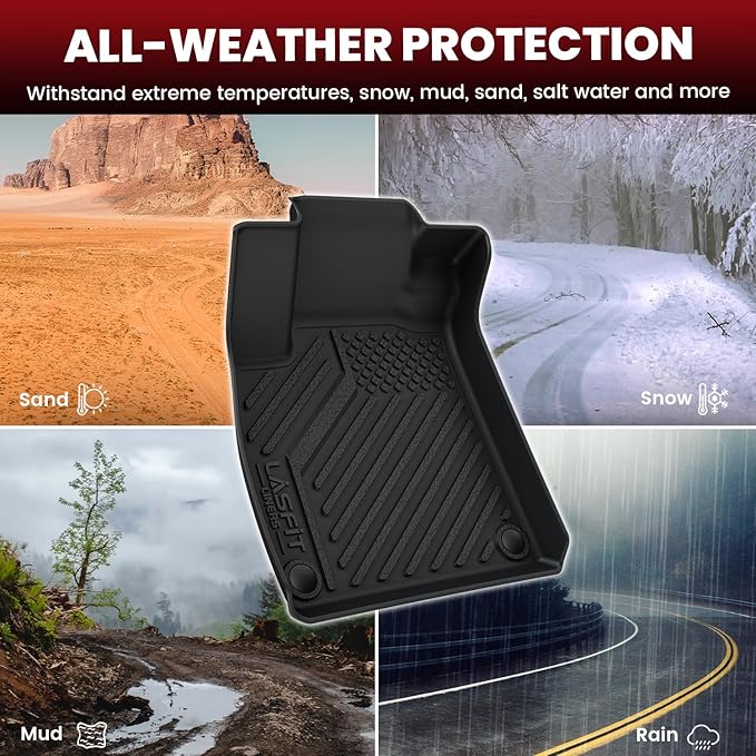 LASFIT Floor Mats and Trunk Mat for Honda Accord Sedan 2018-2022 (Include Hybrid Models), All Weather TPE Custom Fit Floor Liner, 1st & 2nd Row & Cargo Mat, Black