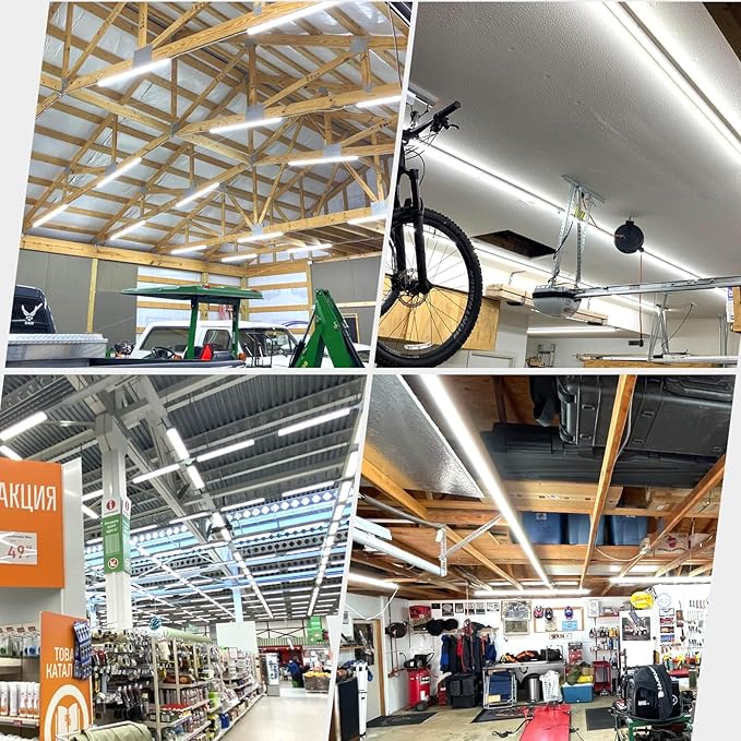 12 Pack,Led Shop Lights, 8FT Led Shop Light,100W 6000K 15000LM Clear White, Led Shop Light 8FT 110V Linkable Integrated V-Shape for Shop Garage,Warehouse,