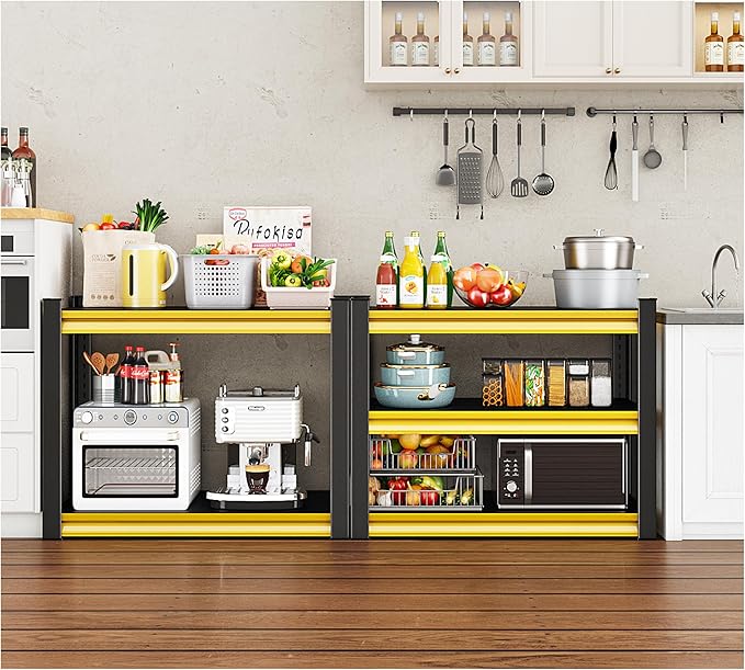 40" W Garage Shelving Heavy Duty, 1500LBS Loads Adjustable Garage Storage Shelves,3-Tier Metal Storage Racks and Shelving Units, Utility Rack Shelves,40" W x 18" D x 36" H,Yellow