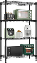 1000 lbs 4 Tier Shelf Metal Storage Shelves Wire Rack Closet Organizers for Garage Kitchen Bathroom Laundry Black 11.8" D x 25.6" W x 45.5" H