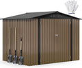 DWVO 8'x6' Large Metal Outdoor Storage Shed, Heavy Duty Tool Storage Sheds for Backyard Patio Lawn - Ideal for Bicycles, Garden Tools, and Lawn Equipment, Easy-to-Assemble, Brown
