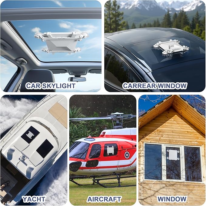 Starlink Mini Mount for Car, 360° Rotation Starlink Mini Suction Cup Mount for Car Window or Sunroof, Compact and Portable, Waterproof, Secure Mounting Kit for Travel, RVs, Boats Receive Stable Signal