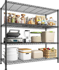 45 "W Metal Shelving Unit 4 Tier Storage Shelves Adjustable Wire Shelving Metal Shelf Pantry Shelves Wire Rack Commercial Shelving for Kitchen Pantry Utility Room Garage 45 "W x 59.4 "Hx 13.5" D Black