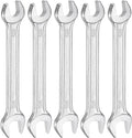 HARFINGTON 5pcs Double Open End Wrench 8mm x 10mm Metric 15 Degree Offset Angle Small Flat Head Wrench Galvanizing Open Ended Spanner for Automotive Repair Furniture Assembly