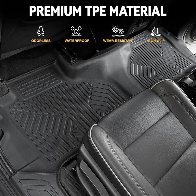 Floor Mats Set for 2021-2025 Chevy Suburban 7 Seats/GMC Yukon XL Accessories, Full Coverage All Weather Floor Mats Cargo Mat with 3rd Row Backrest Protectors & Door Sill Guards